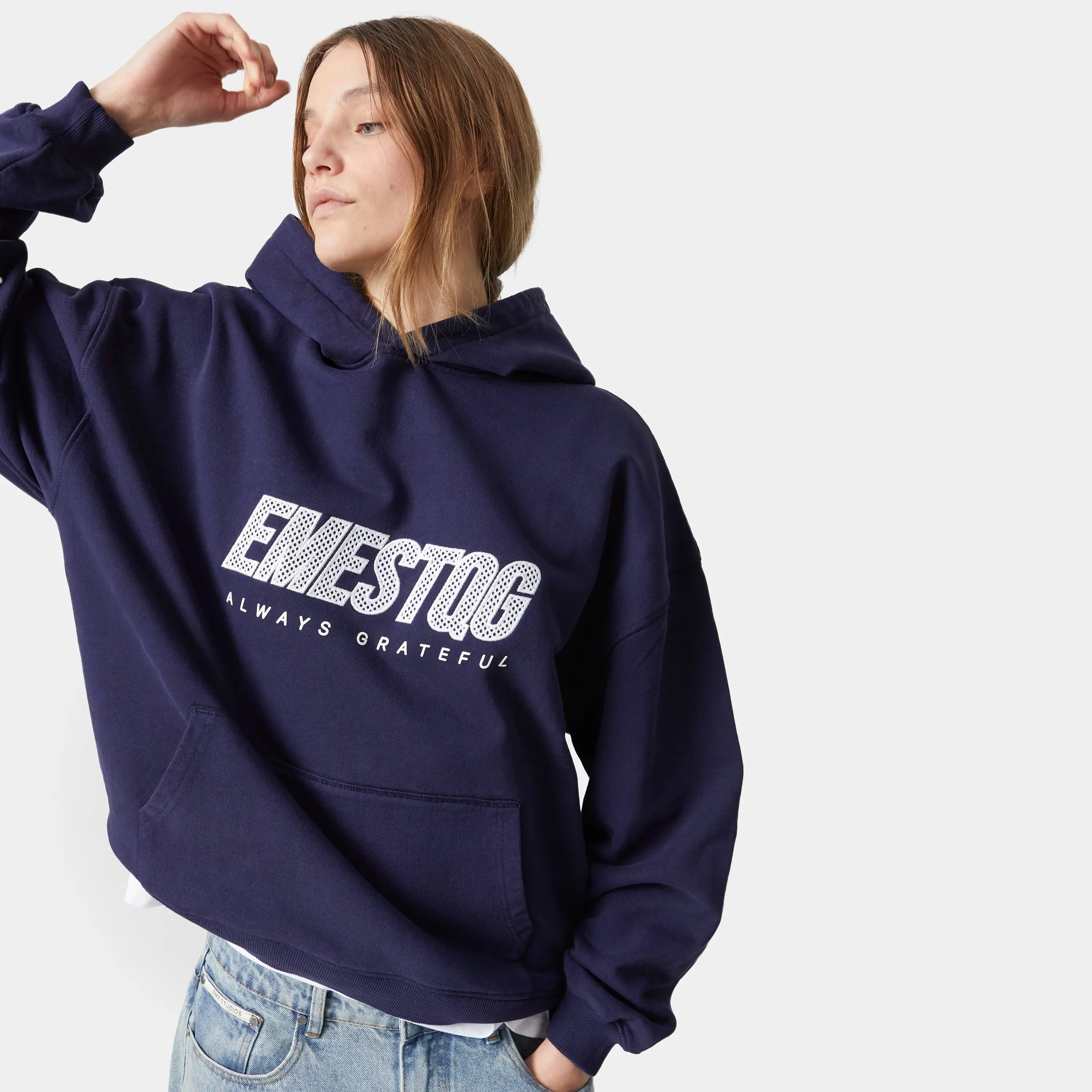 Mesh Navy Oversized Hoodie