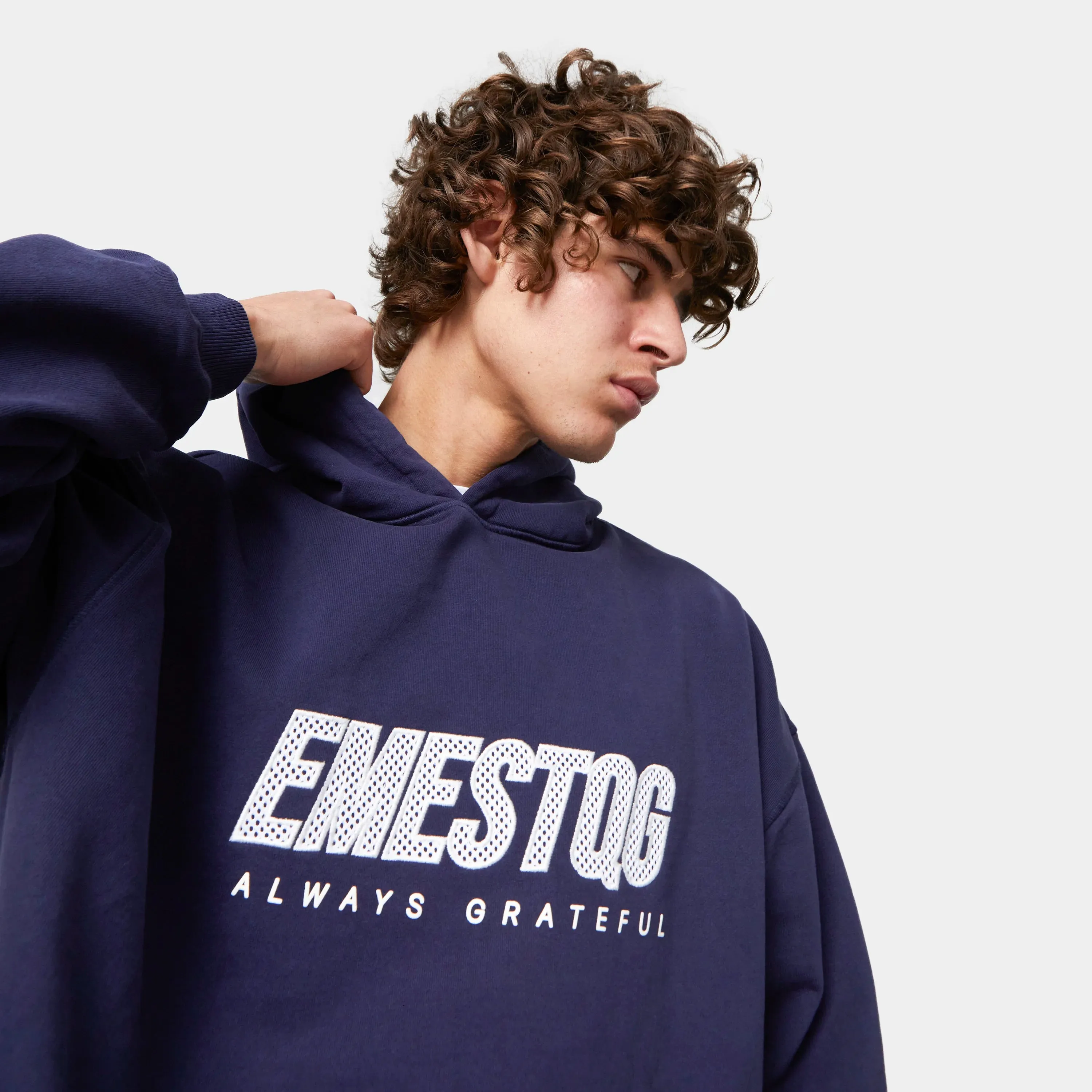 Mesh Navy Oversized Hoodie