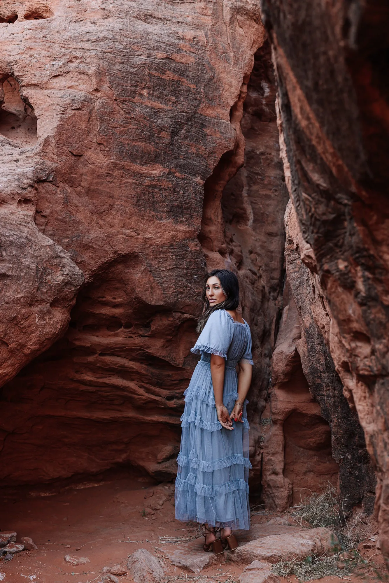 Mia Dress in Dusty Blue