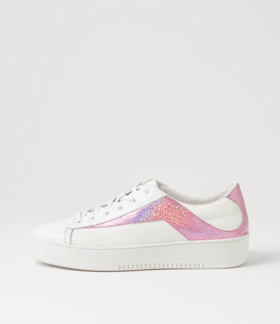 MIDAS Lenoe White Pink Glam Multi Sneakers