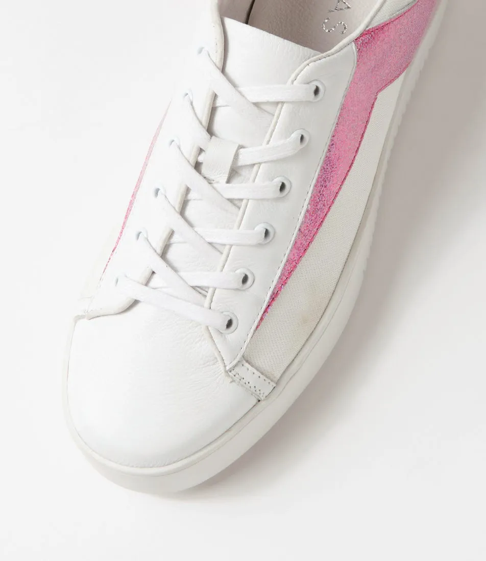 MIDAS Lenoe White Pink Glam Multi Sneakers