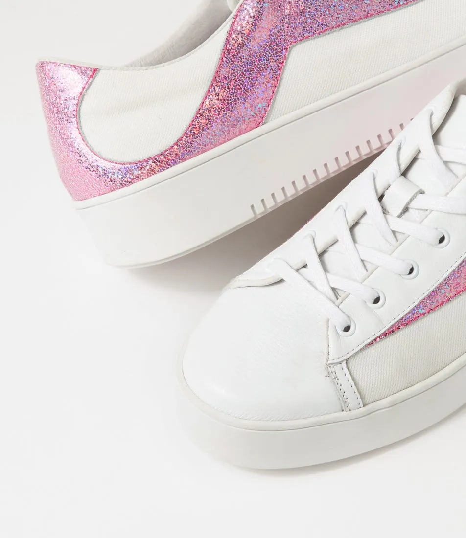 MIDAS Lenoe White Pink Glam Multi Sneakers