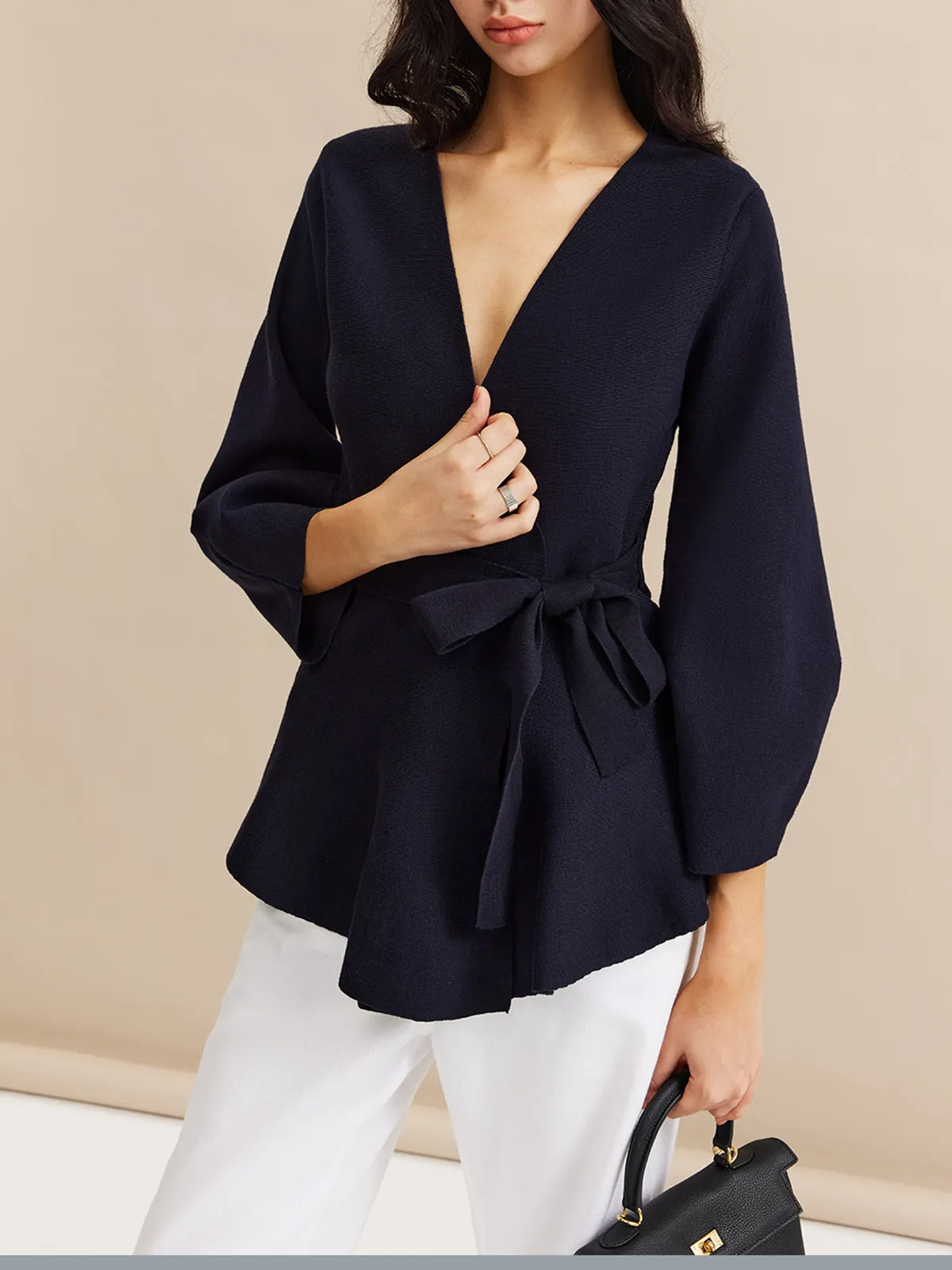 Minimalist Wrap Cardigan With Belt