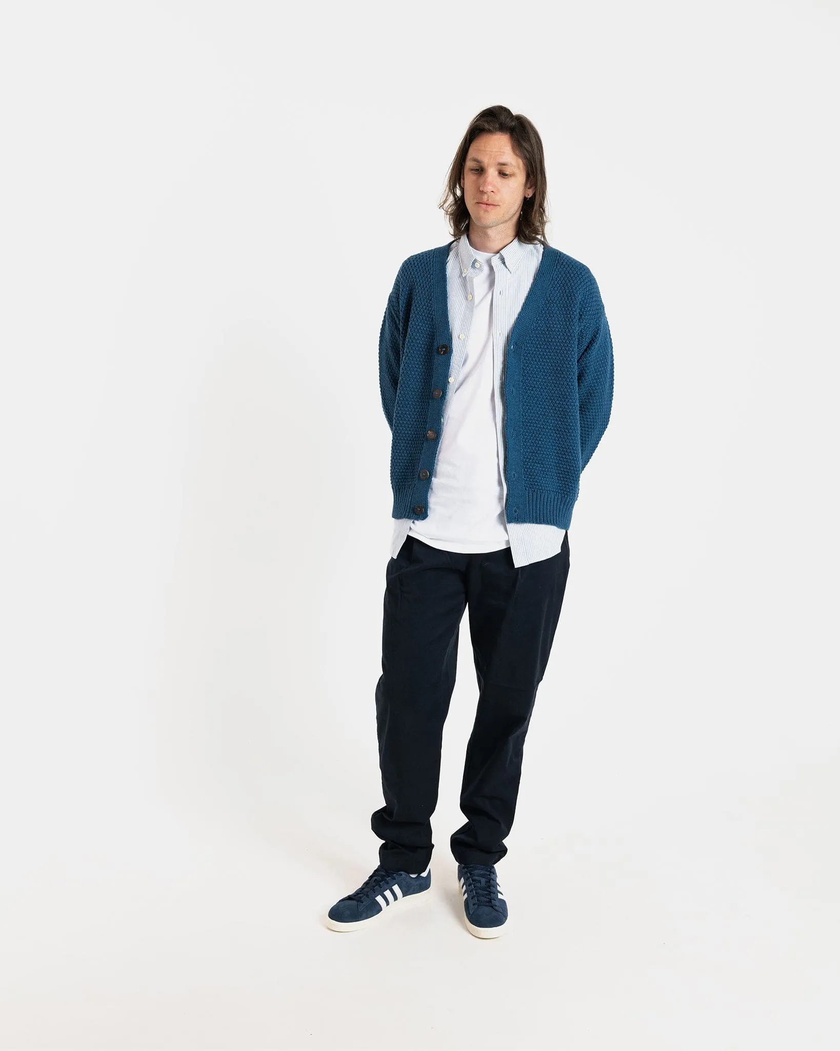 Moss Stitch Cardigan Petrol