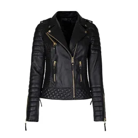 Motorcycle Leather Jacket Genius Ladies Biker Wear1