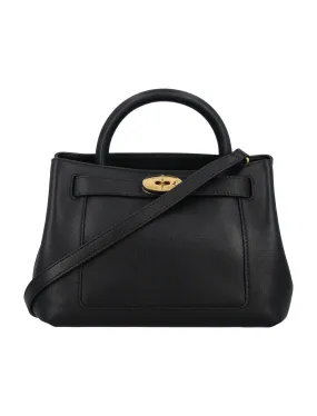 MULBERRY Chic Islington Mini Leather Shoulder Bag with Top Handle and Brass Hardware - Black