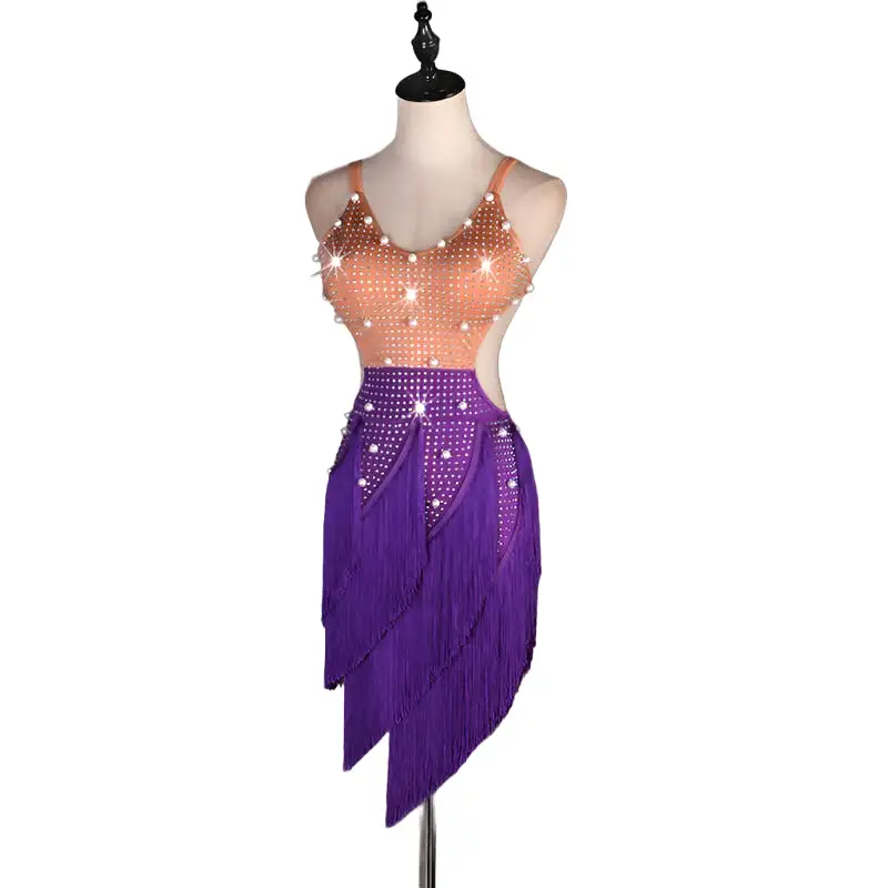 Multi Color Fringe Rhythm Competition Dress | LQ001