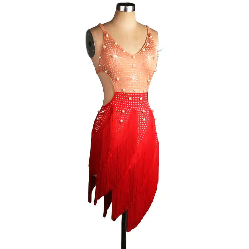 Multi Color Fringe Rhythm Competition Dress | LQ001