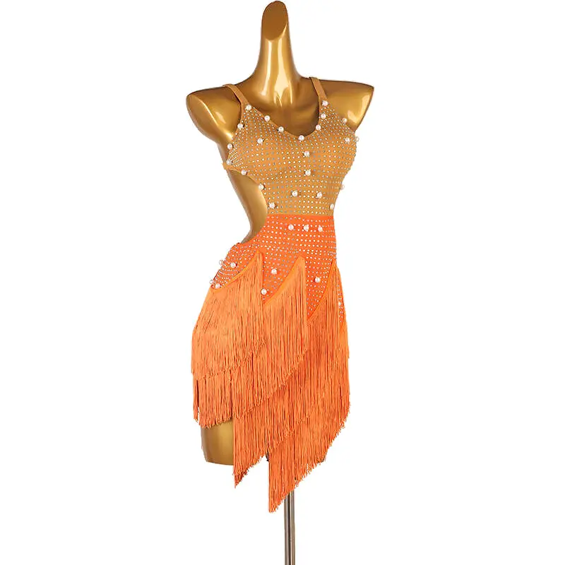 Multi Color Fringe Rhythm Competition Dress | LQ001