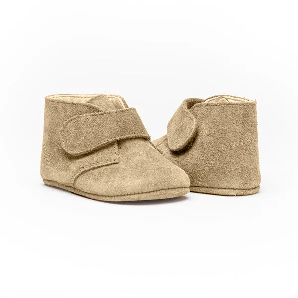 My-First Suede Pram Booties in Tan