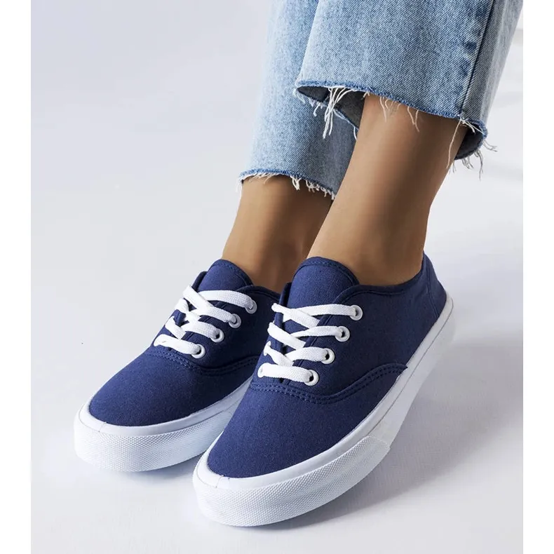 Navy fabric sneakers from Fantina blue