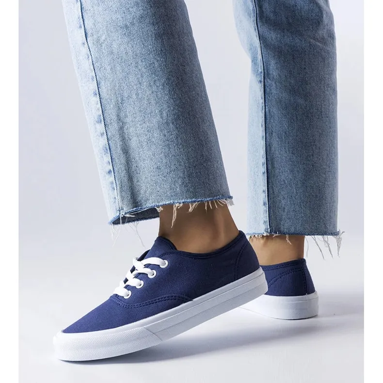 Navy fabric sneakers from Fantina blue