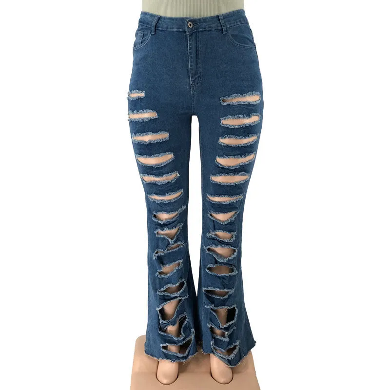 New Washing Trend Large Size Women's Torn Jeans