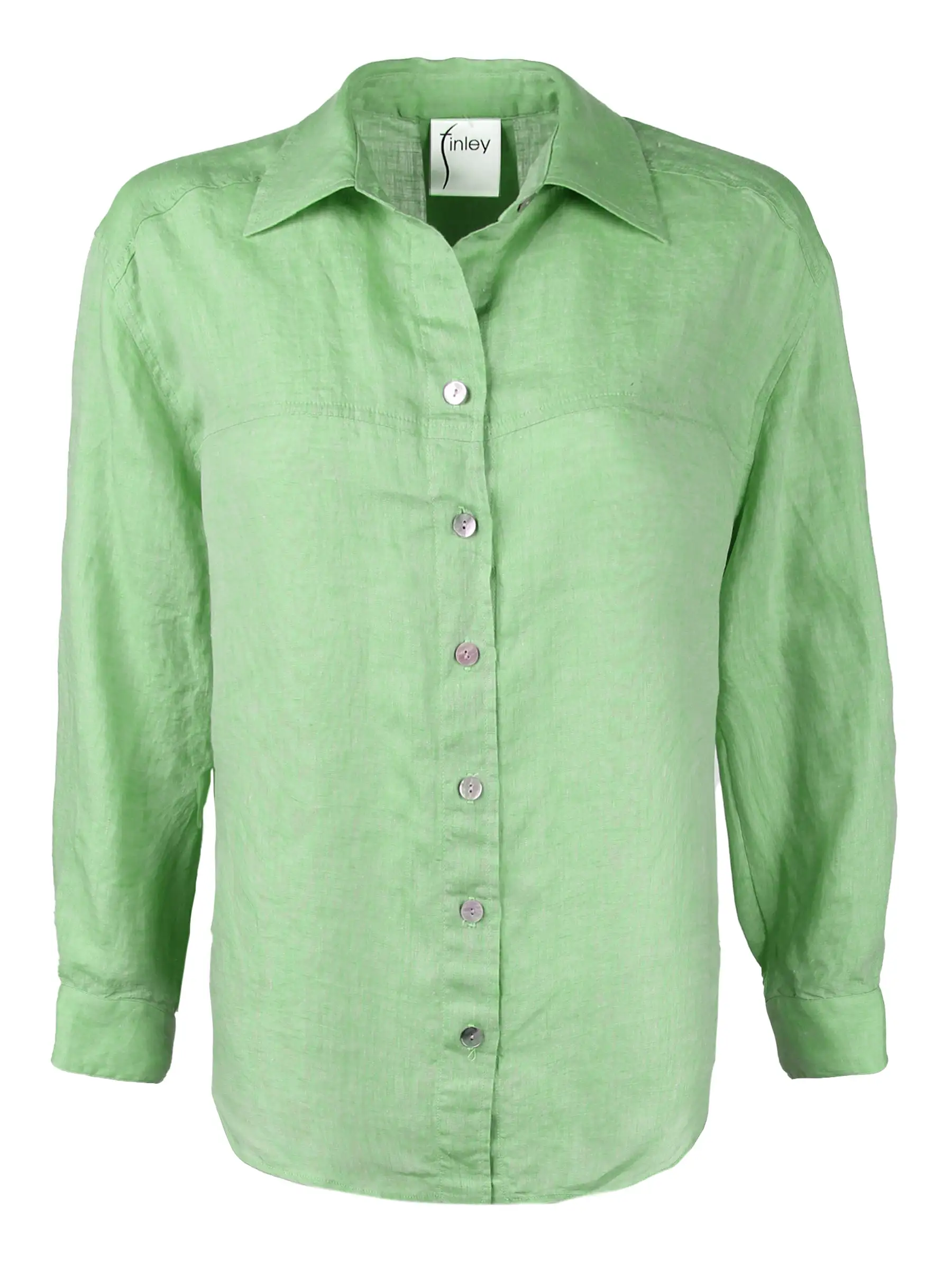 Niko Boyfriend Shirt Washed Green Tea Linen