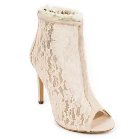 Nude Lace Open Toe Stilleto Ankle Boots