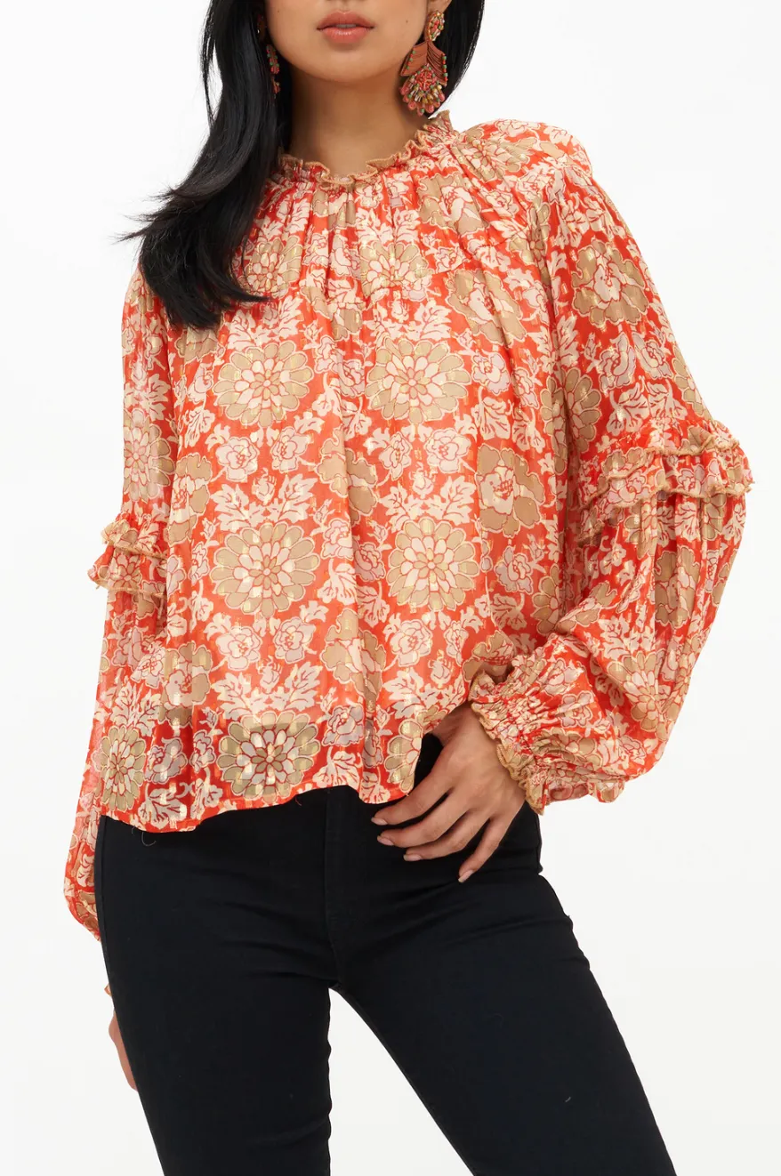 OLIPHANT RUFFLE SLEEVE BLOUSE