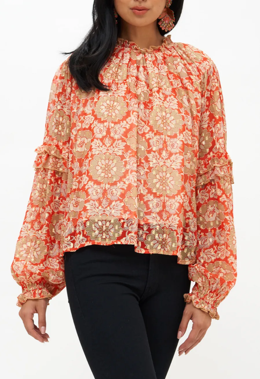 OLIPHANT RUFFLE SLEEVE BLOUSE