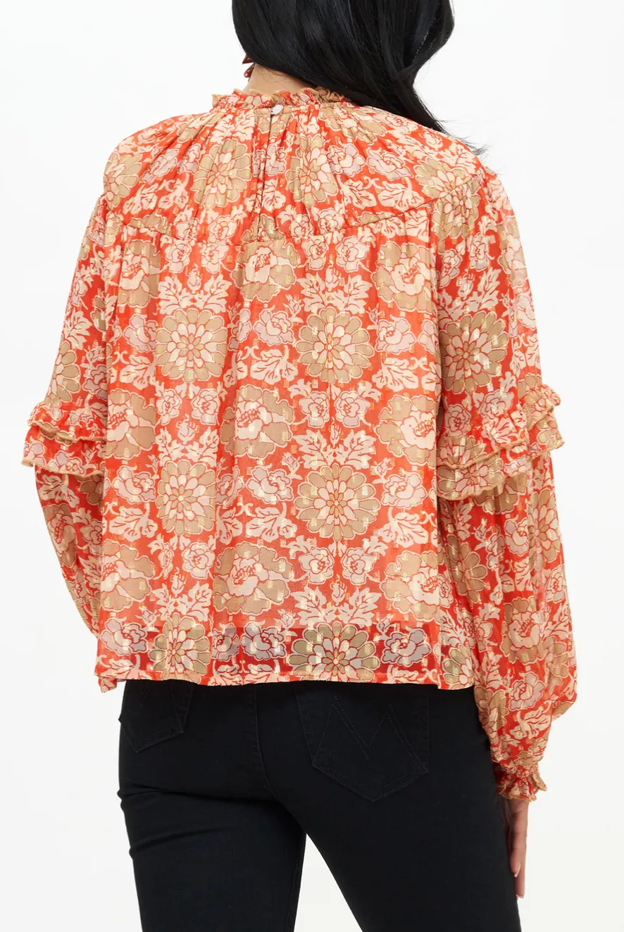 OLIPHANT RUFFLE SLEEVE BLOUSE