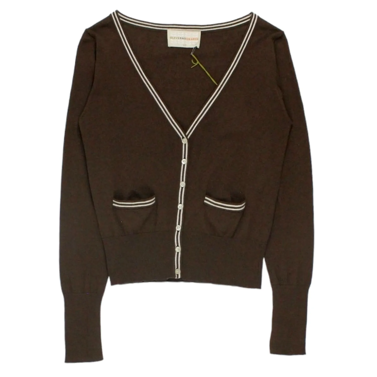 Olive & Orange Brown Contrast Stripe Cardigan