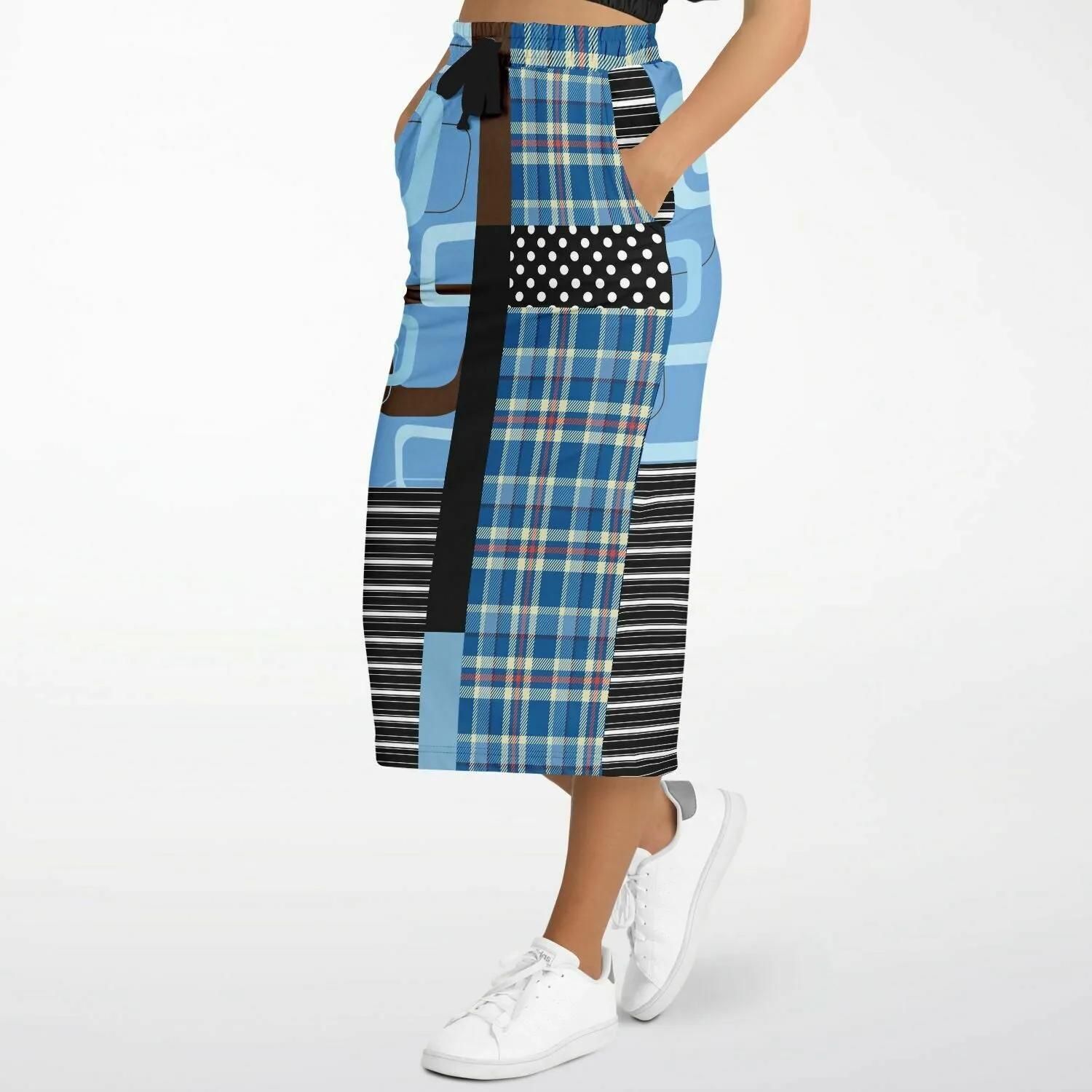 Pacific Palisades Geo Patchwork Eco-Poly Long Pocket Skirt