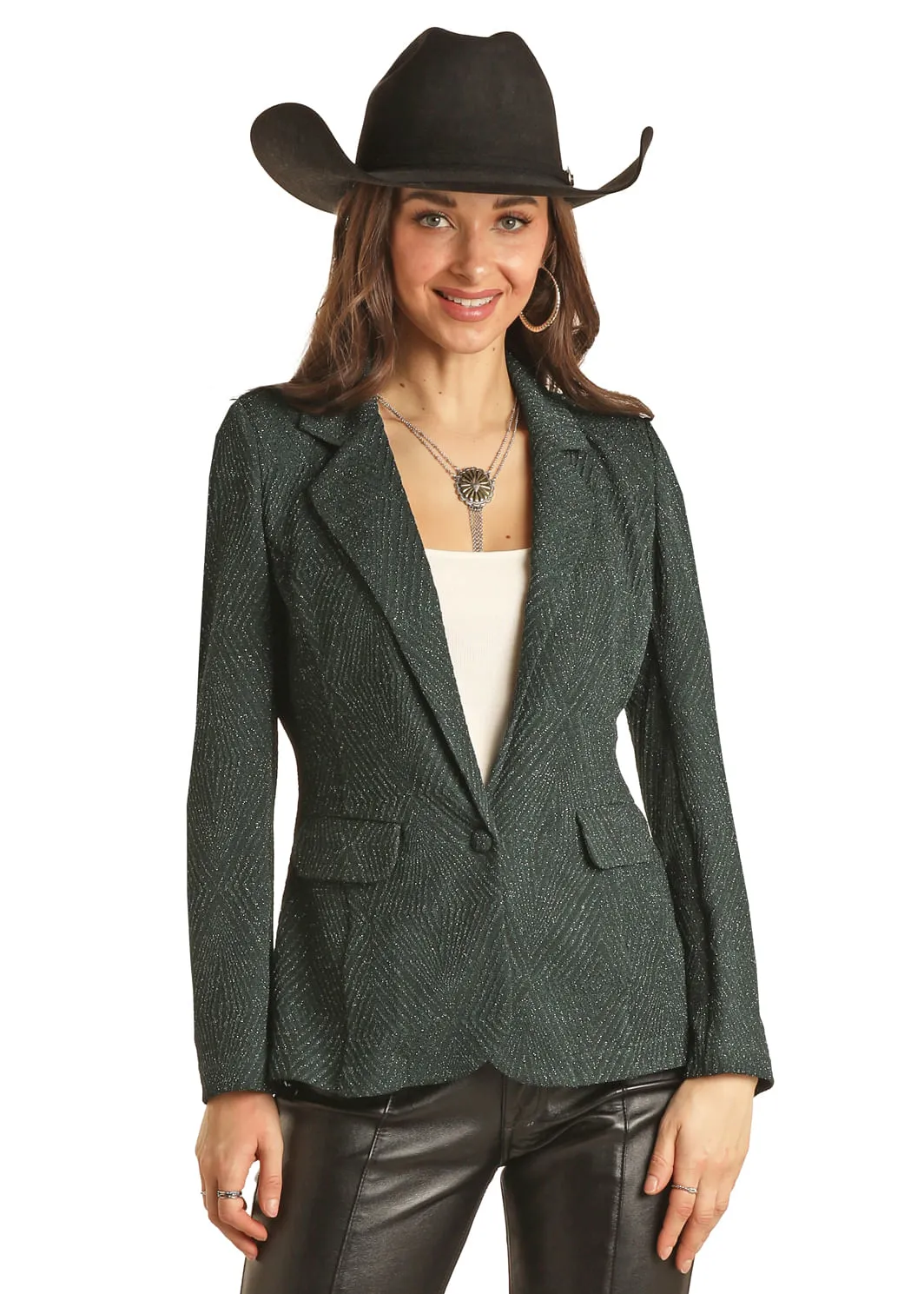 Panhandle Slim Womens Turquoise Shimmer Blazer