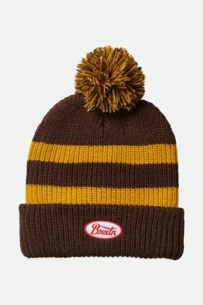 Parsons Pom Beanie - Deep Brown/Mustard