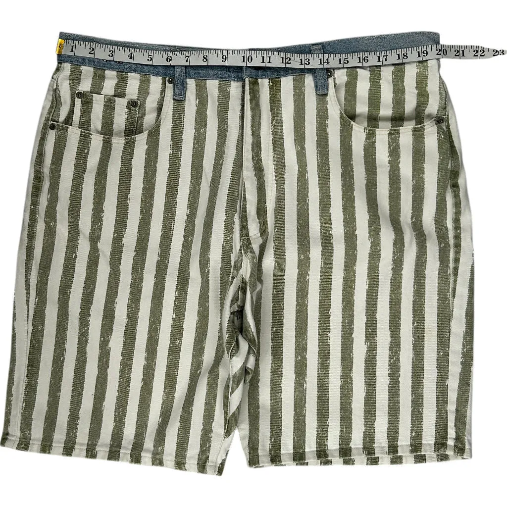 Pepe Jeans Striped Shorts - 40W 10L - Green Cotton