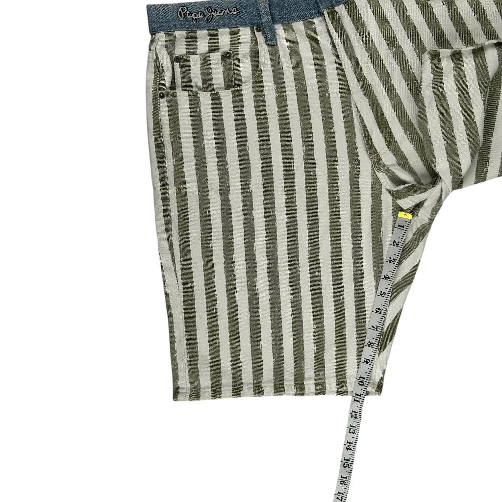 Pepe Jeans Striped Shorts - 40W 10L - Green Cotton