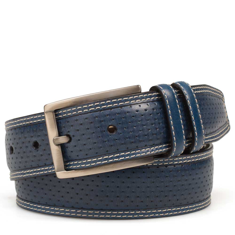 Perforated Calfskin Belt With Smooth Leather Edge