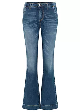 Please Chino Flare Denim Jeans - Blue Denim