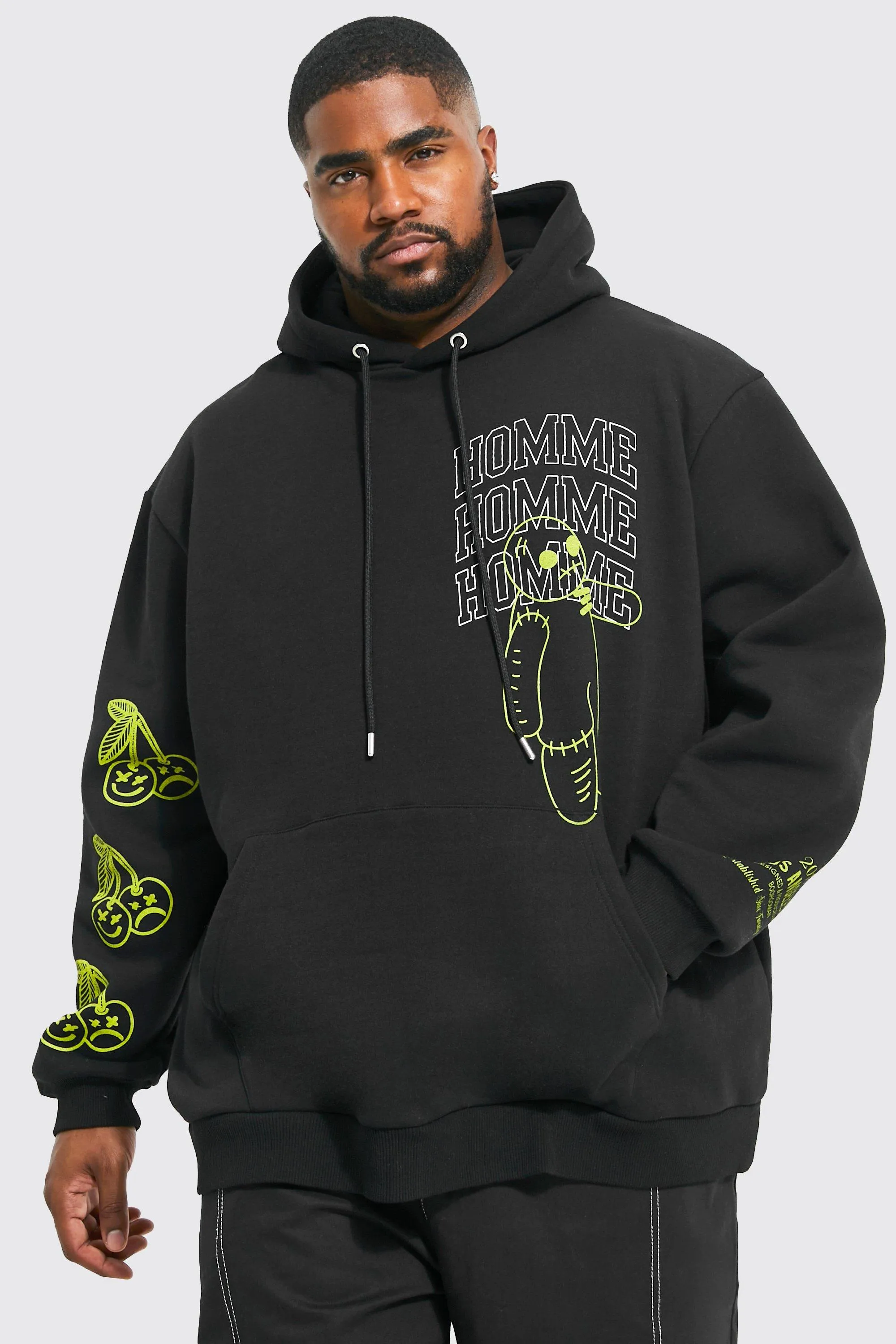 Plus Oversized Graffiti Hoodie