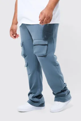 Plus Stacked Flare Gusset Cargo Jogger | boohooMAN UK