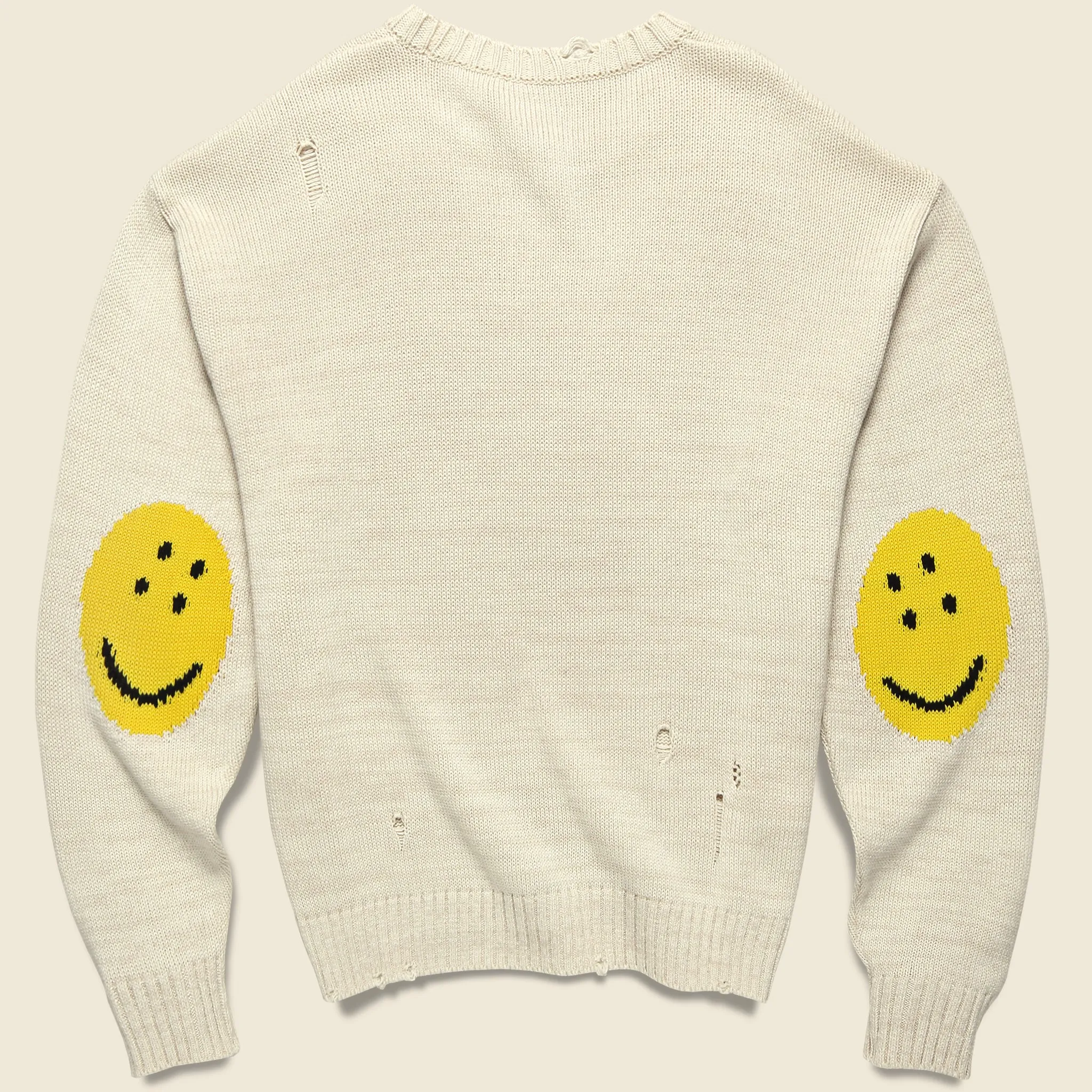 Rainbowy Patch Crew Sweater - Ecru