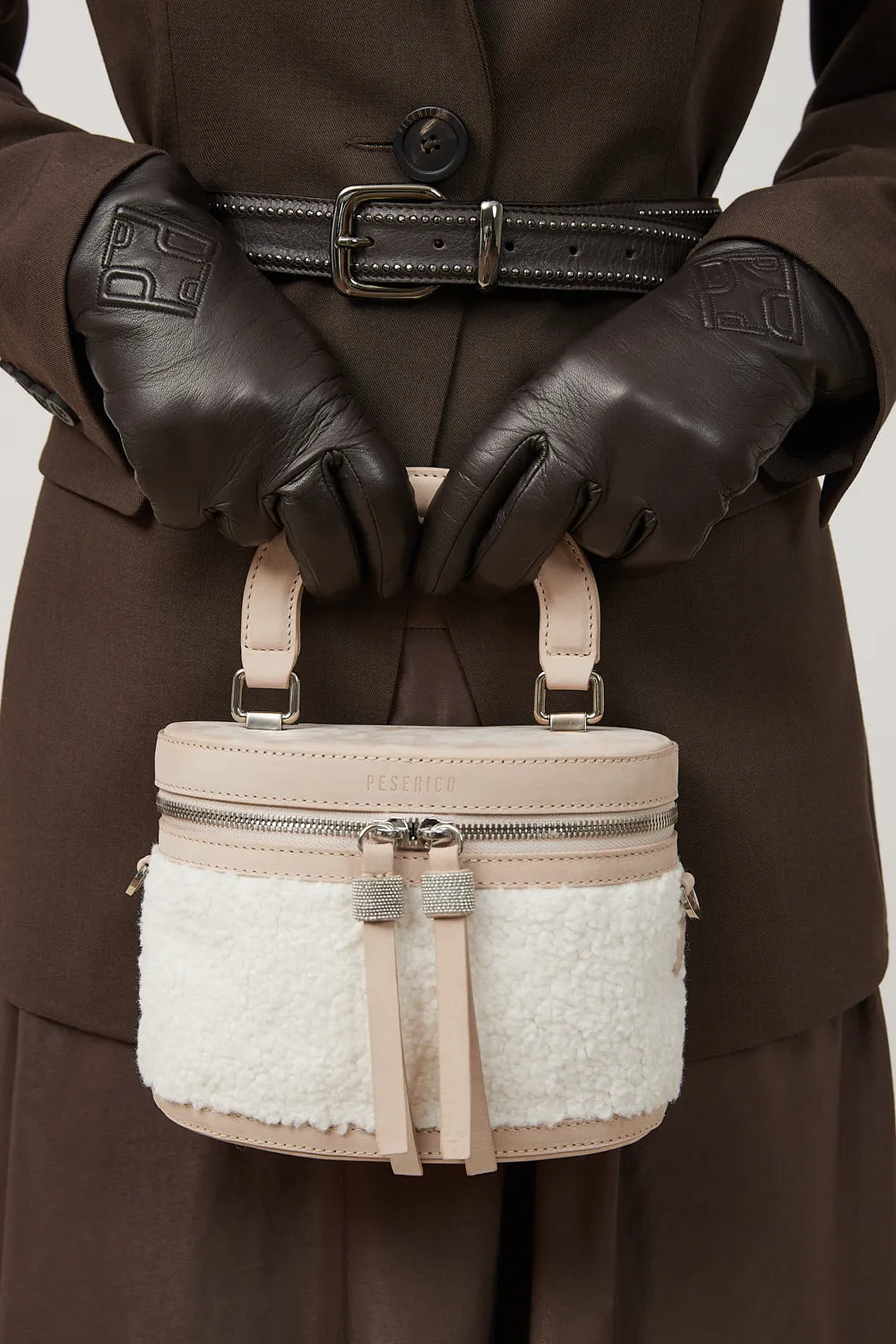 Real leather and cashmere gloves