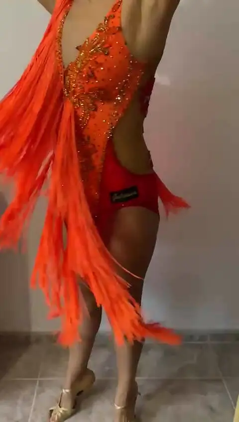 Red, Orange & Gold Latin Competition Dress