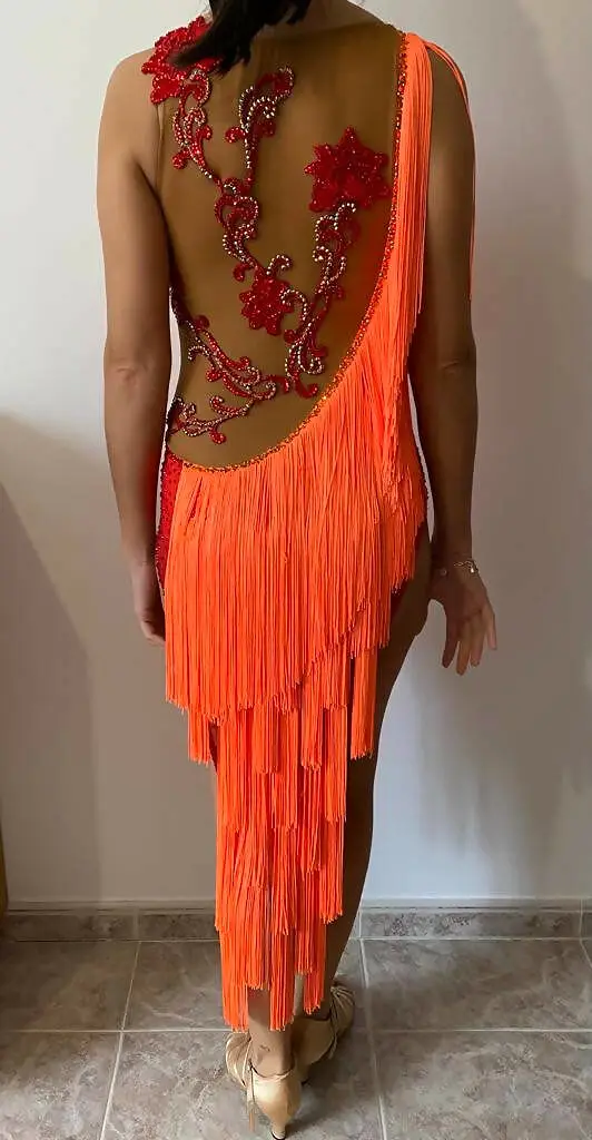 Red, Orange & Gold Latin Competition Dress