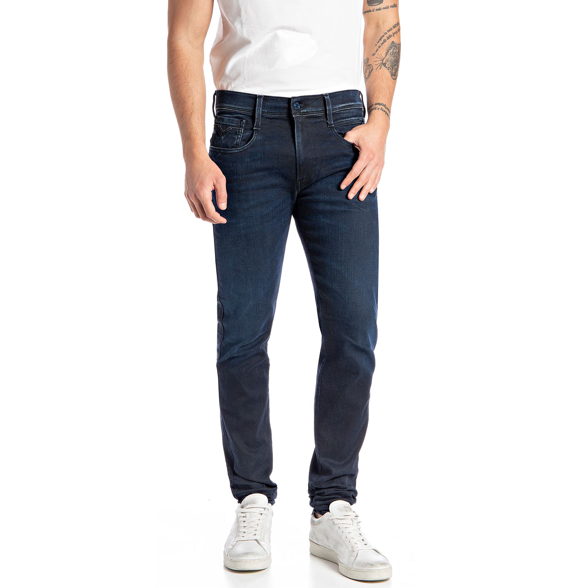 Replay Hyperflex Re-Used Anbass Slim Tapered Jeans - Dark Ink Forever Blue