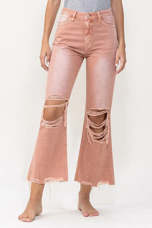 Reyna Vintage Crop Flare Jeans - Brandied Melon / BEST SELLER