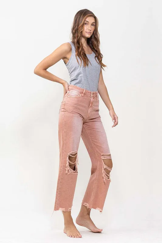 Reyna Vintage Crop Flare Jeans - Brandied Melon / BEST SELLER