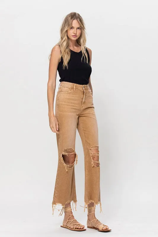 Reyna Vintage Crop Flare Jeans - Washed Rust / BEST SELLER