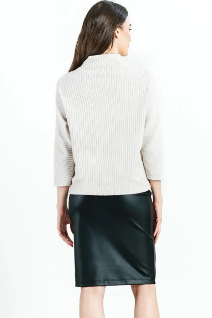 Ribbed Funnel Neck Modern Soft Sweater