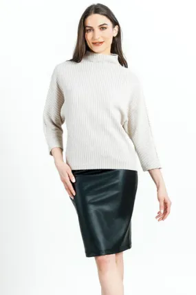 Ribbed Funnel Neck Modern Soft Sweater