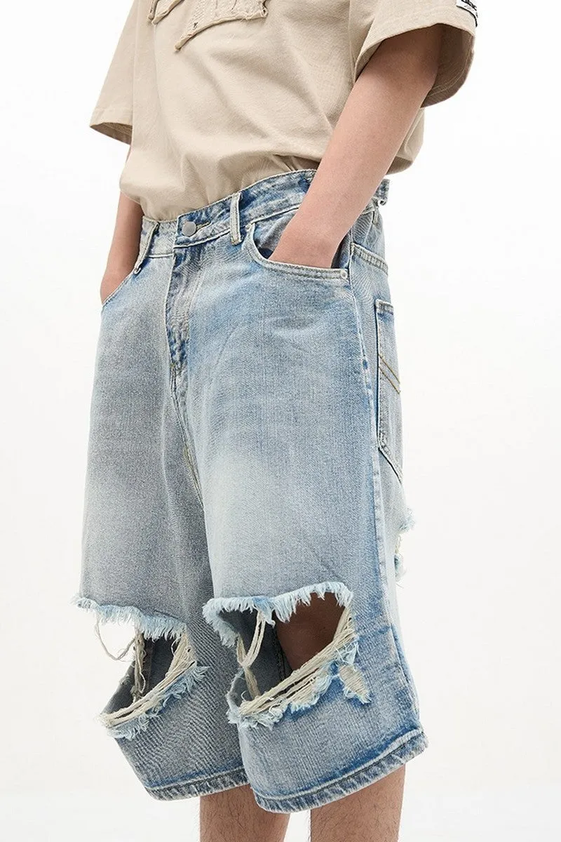 Ripped Loose Jeans Shorts