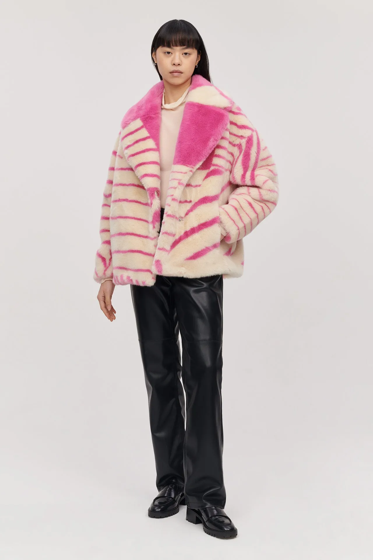 RITA COAT BUBBLEGUM PINK STRIPE