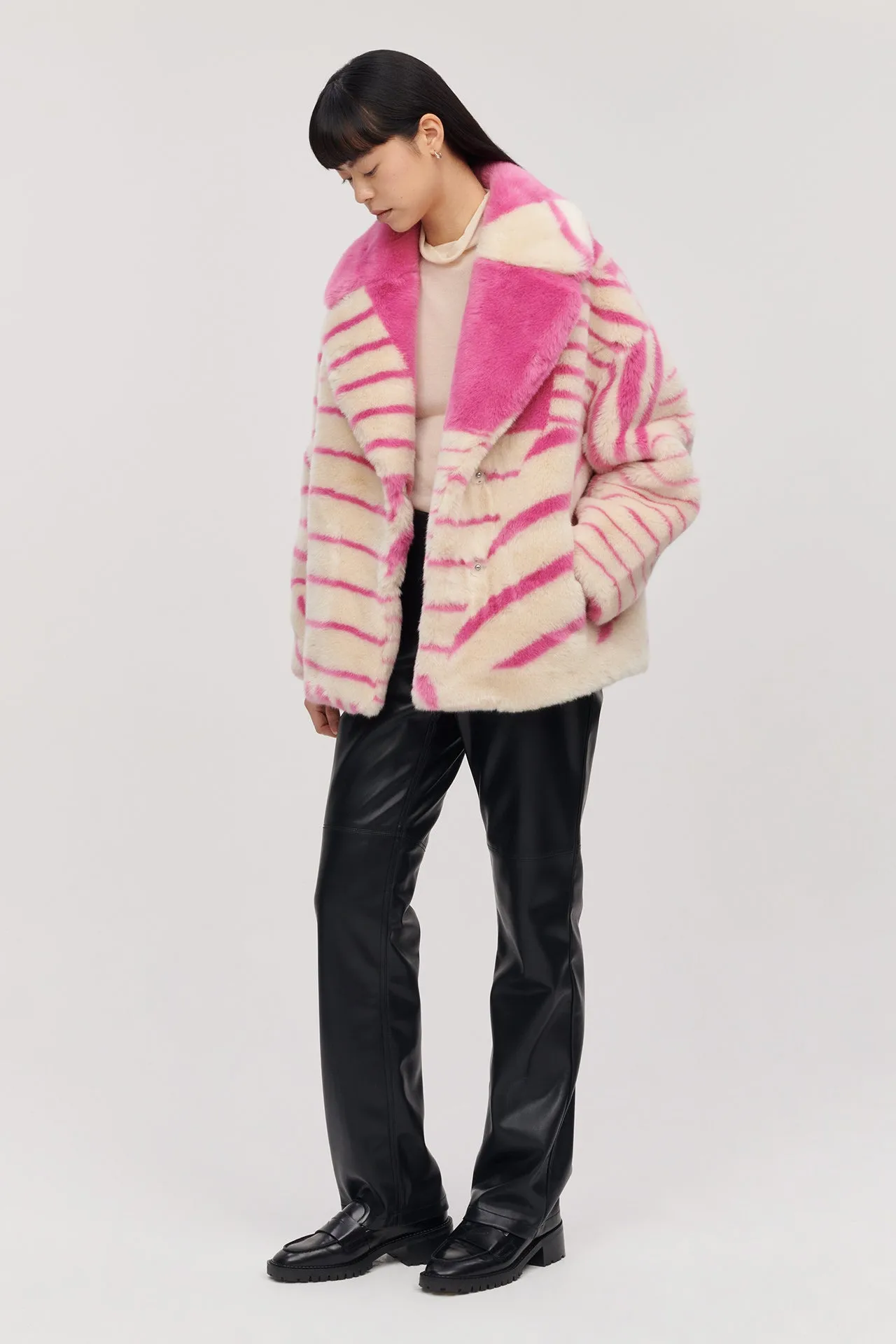 RITA COAT BUBBLEGUM PINK STRIPE