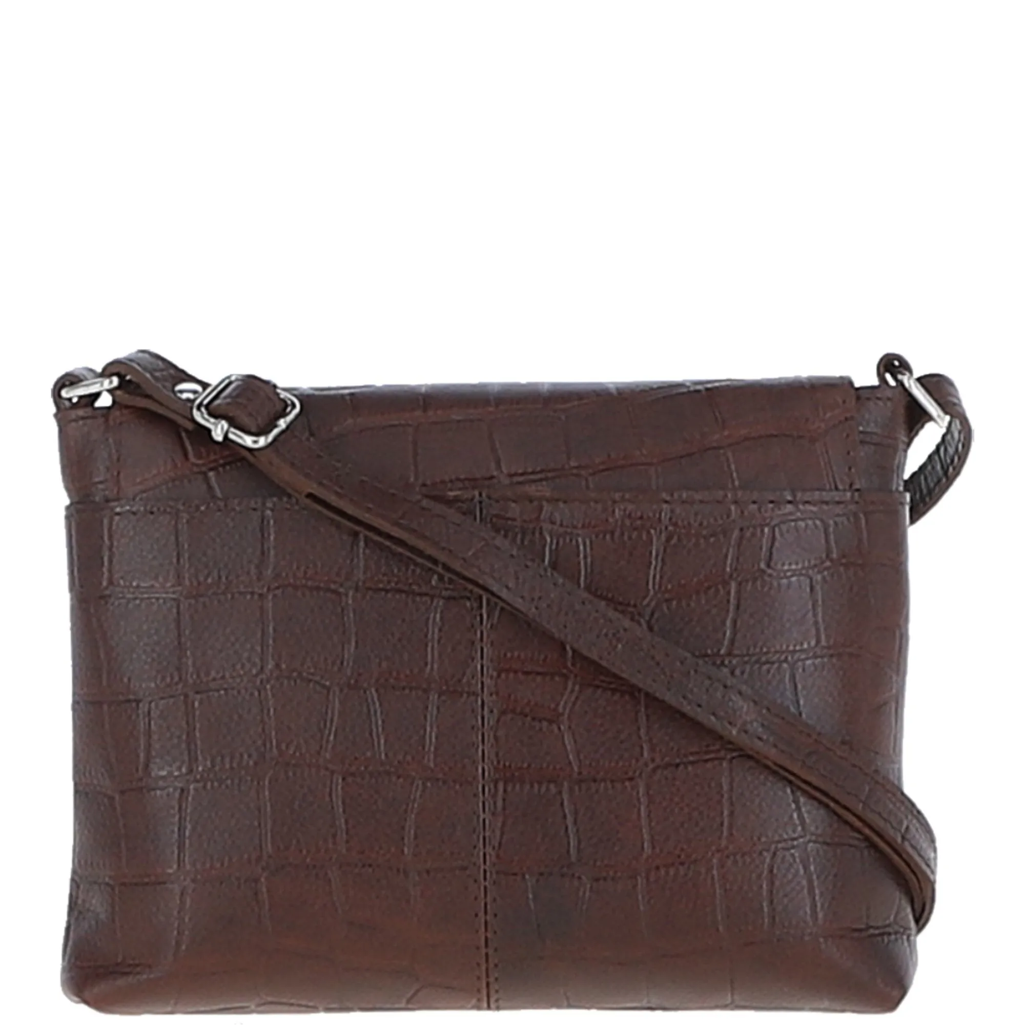 Rosea Flap Over Croc Print Real Leather Shoulder Bag Brandy/croc: MC6