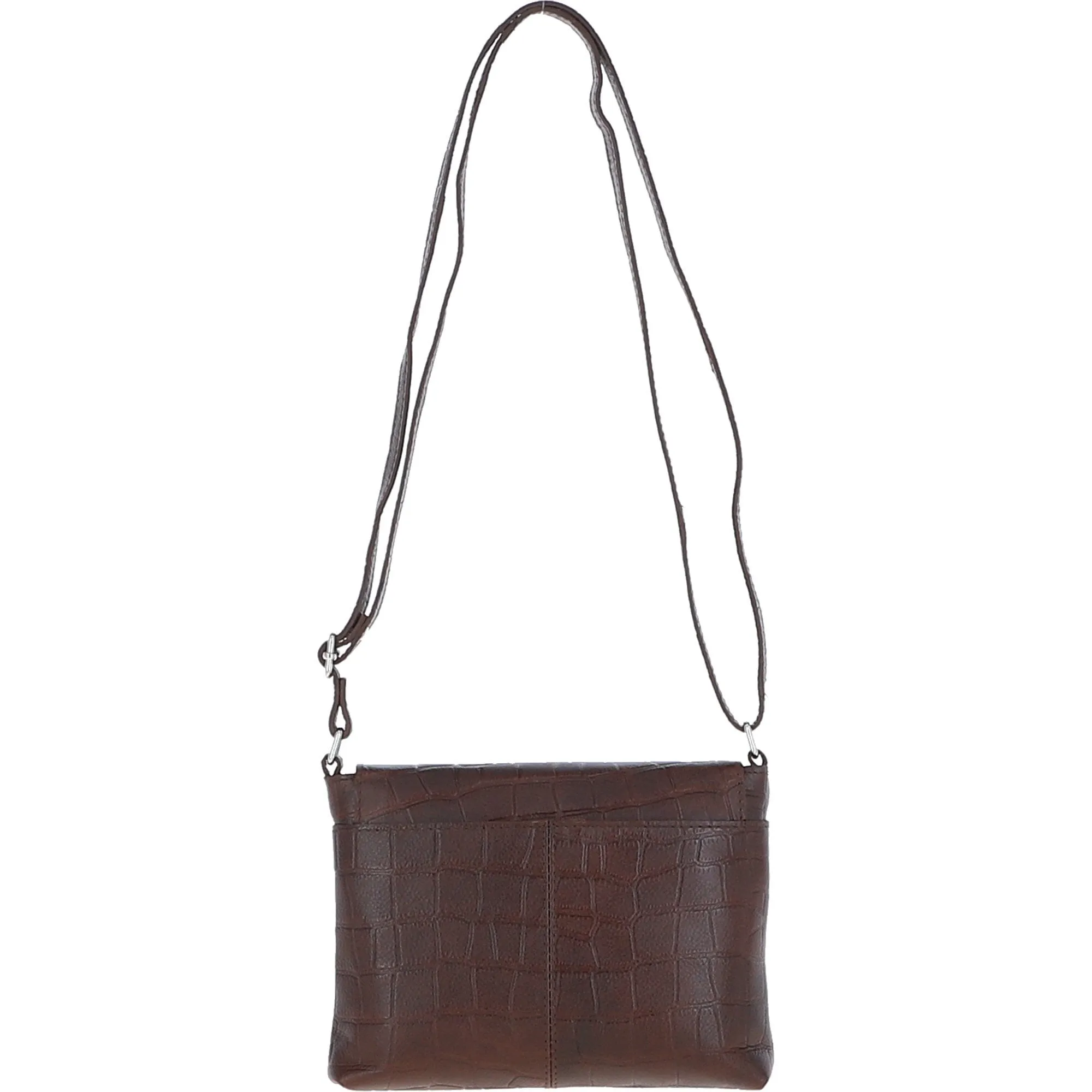 Rosea Flap Over Croc Print Real Leather Shoulder Bag Brandy/croc: MC6