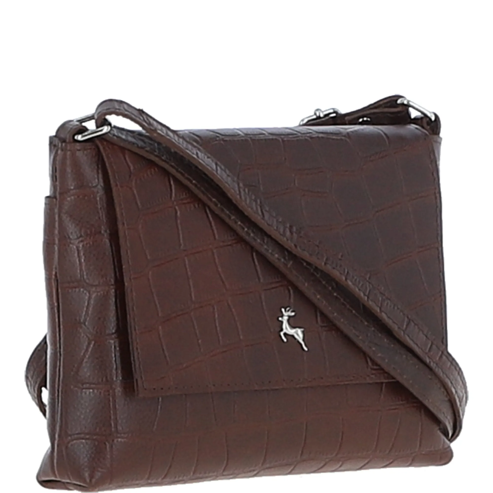 Rosea Flap Over Croc Print Real Leather Shoulder Bag Brandy/croc: MC6