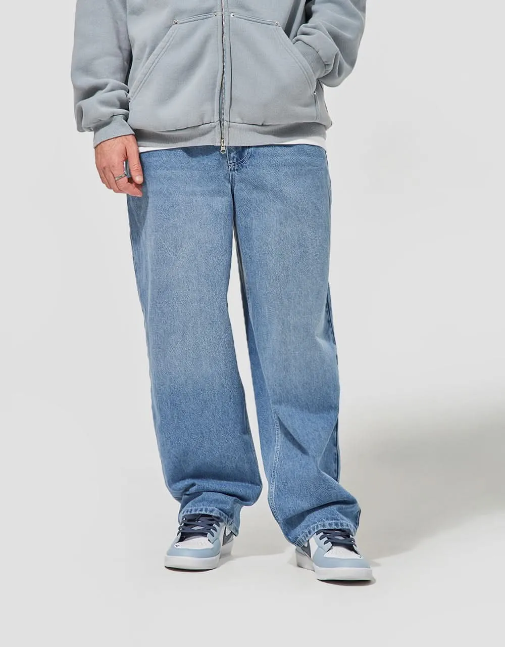 Route One Super Baggy Denim Jeans - Washed Blue