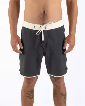 Rusty USA Base 18 Scallop Fixed Waist Boardshort OIL BLACK/BONE